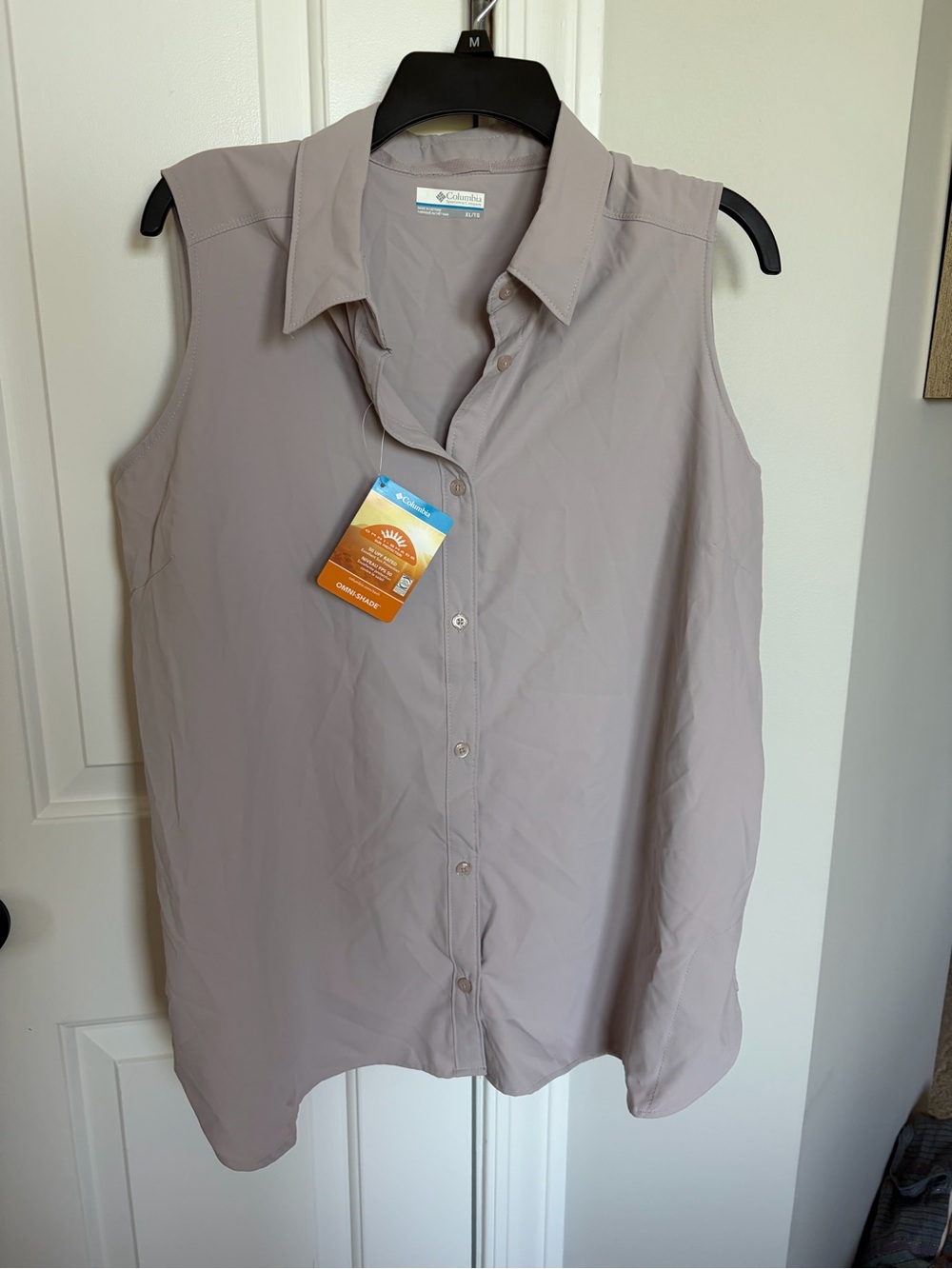 Columbia Sleeveless Button-Front Tank Top in Light Taupe